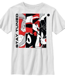 Boy’s Space Jam A New Legacy Stay Tuned Panels Red and Black T-Shirt