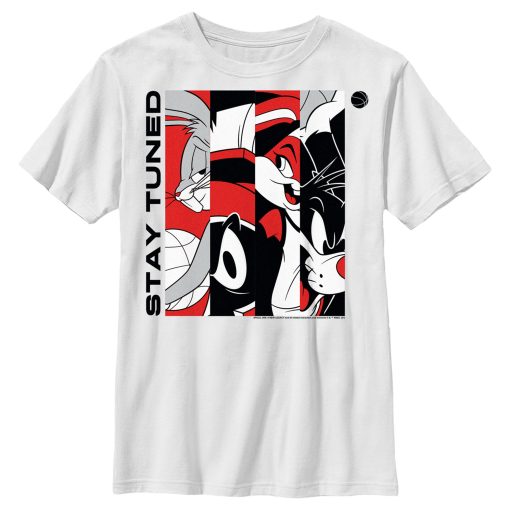 Boy’s Space Jam A New Legacy Stay Tuned Panels Red and Black T-Shirt