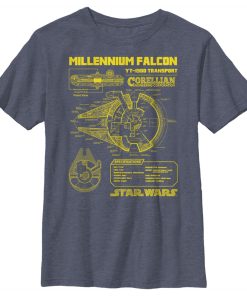 Boy’s Star Wars Millennium Falcon Schematics T-Shirt