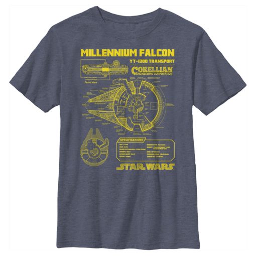 Boy’s Star Wars Millennium Falcon Schematics T-Shirt