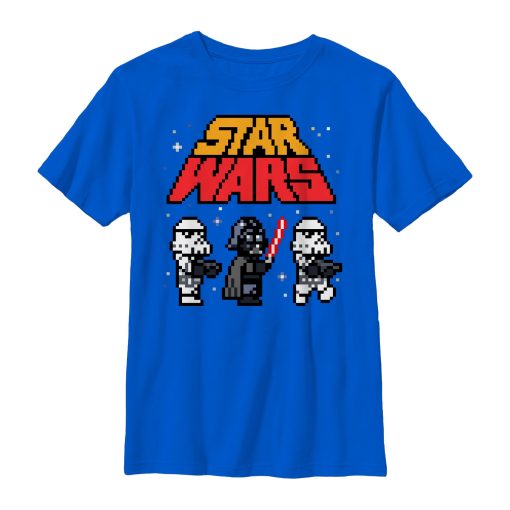 Boy’s Star Wars Pixel Darth Vader and Stormtroopers T-Shirt