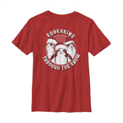 Boy’s Star Wars The Last Jedi Christmas Snow Porg T-Shirt