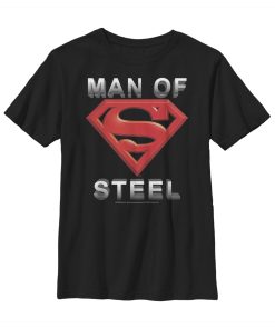 Boy’s Superman Man of Steel Beveled Logo T-Shirt