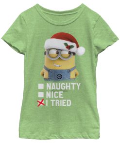 Girl’s Despicable Me Christmas Minion I Tried T-Shirt