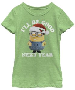 Girl’s Despicable Me Christmas Minions Be Good Next Year T-Shirt