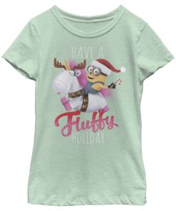 Girl’s Despicable Me Christmas Minions Have A Fluffy Day Unicorn T-Shirt