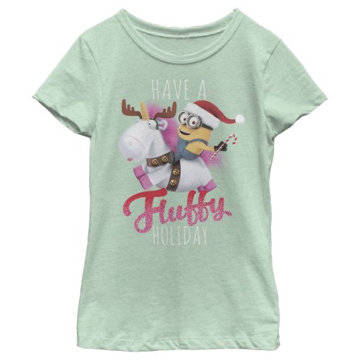 Girl’s Despicable Me Christmas Minions Have A Fluffy Day Unicorn T-Shirt