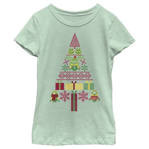 Girl’s Despicable Me Ugly Christmas Minons Tree 2D T-Shirt