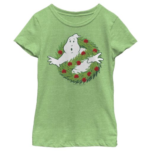 Girl’s Ghostbusters Christmas Wreath Logo T-Shirt