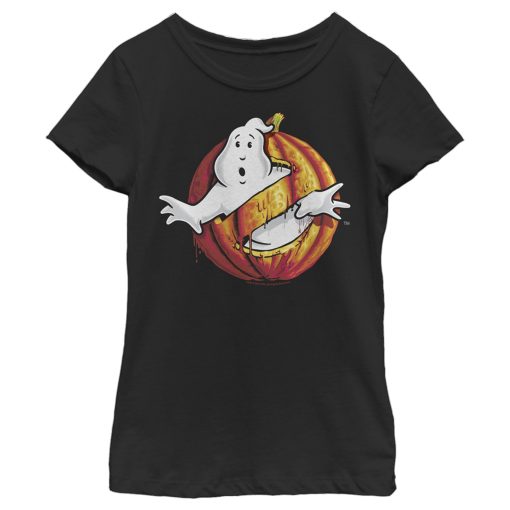 Girl’s Ghostbusters Halloween Pumpkin Logo T-Shirt