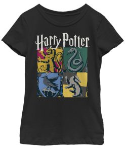 Girl’s Harry Potter Hogwarts Houses Vintage Collage T-Shirt