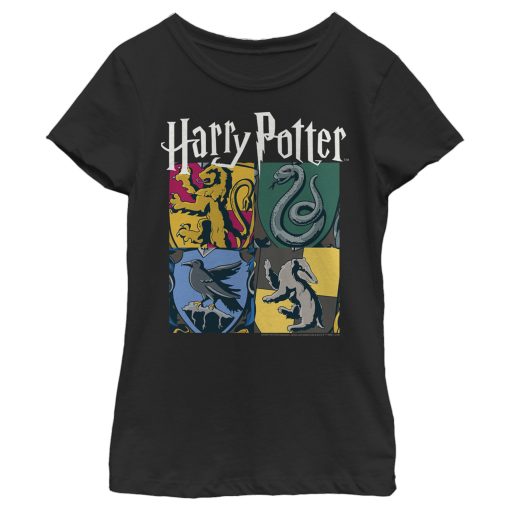 Girl’s Harry Potter Hogwarts Houses Vintage Collage T-Shirt