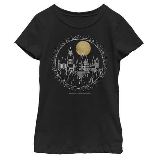 Girl’s Harry Potter Hogwarts Line Art Moonrise T-Shirt