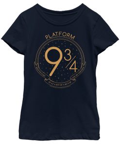 Girl’s Harry Potter Platform 9 34 Line Art T-Shirt