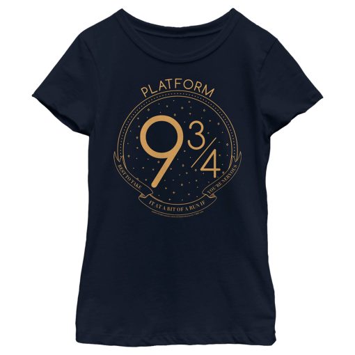 Girl’s Harry Potter Platform 9 34 Line Art T-Shirt