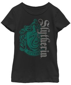 Girl’s Harry Potter Slytherin Dark Badge Logo T-Shirt