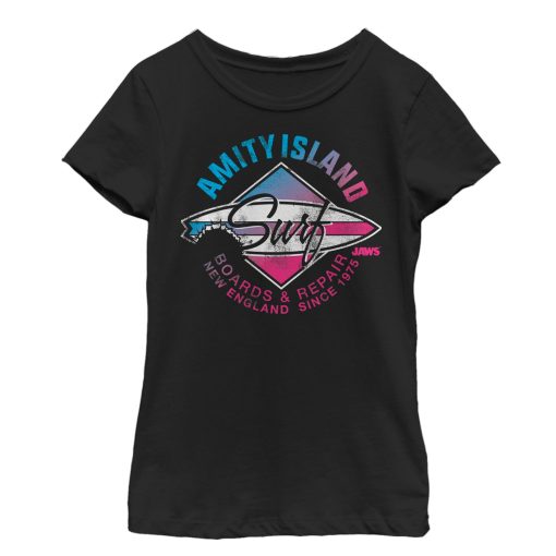 Girl’s Jaws Amity Island Surfboard Repair T-Shirt