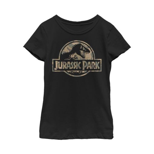 Girl’s Jurassic Park Camo Logo T-Shirt