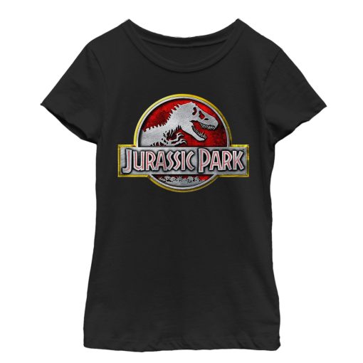 Girl’s Jurassic Park Chrome Logo T-Shirt