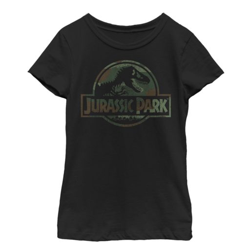 Girl’s Jurassic Park Dark Camo Logo T-Shirt