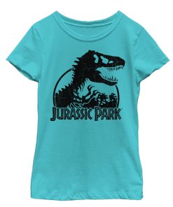 Girl’s Jurassic Park Dino Skeleton Silhouette Logo T-Shirt