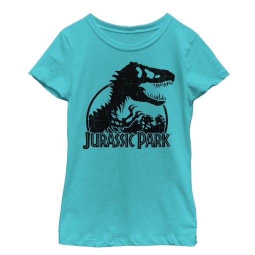 Girl’s Jurassic Park Dino Skeleton Silhouette Logo T-Shirt