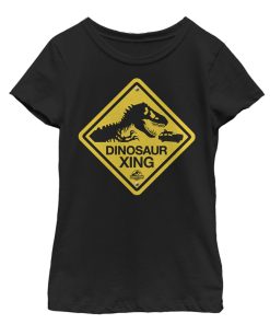 Girl’s Jurassic Park Dinosaur Crossing Sign T-Shirt