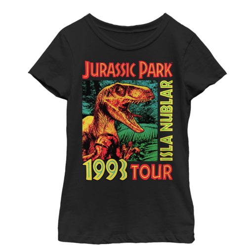 Girl’s Jurassic Park Isla Nublar 1993 Tour, Featuring Velociraptor T-Shirt