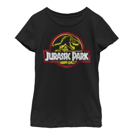 Girl’s Jurassic Park Neon T Rex Logo T-Shirt