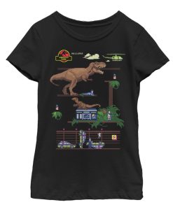 Girl’s Jurassic Park Pixel Video Game T-Shirt