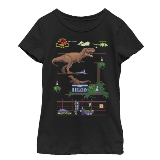 Girl’s Jurassic Park Pixel Video Game T-Shirt