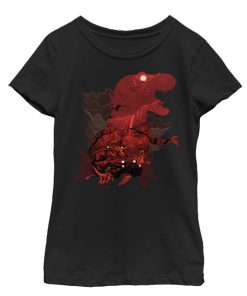 Girl’s Jurassic Park T.Rex, Velociraptor Invite You To Visit Beautiful Landscape T-Shirt