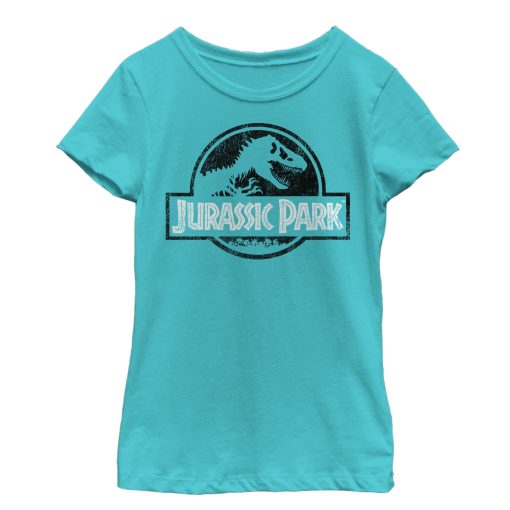 Girl’s Jurassic Park Vintage Black and White Logo T-Shirt