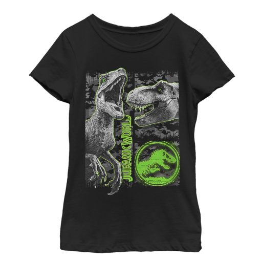 Girl’s Jurassic World Fallen Kingdom Camo Print Dinosaurs T-Shirt