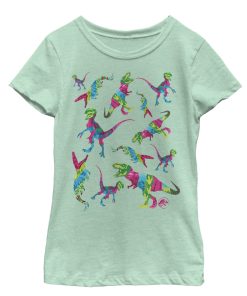 Girl’s Jurassic World Fallen Kingdom Rainbow Dinosaurs T-Shirt