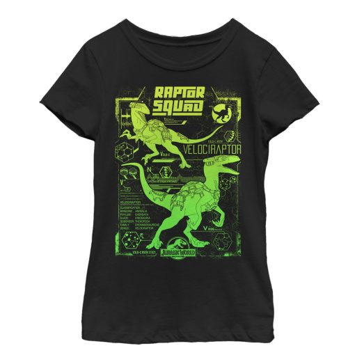 Girl’s Jurassic World Raptor Squad Statistics T-Shirt