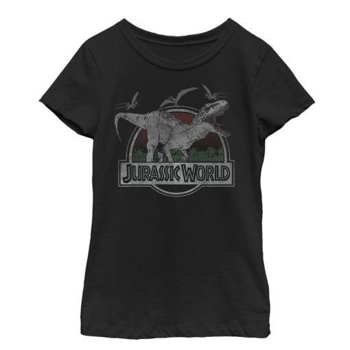 Girl’s Jurassic World T. Rex and Pterodactyls T-Shirt