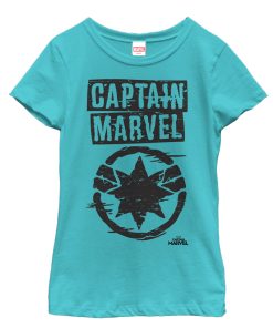 Girl’s Marvel Captain Marvel Grayscale Star Symbol T-Shirt