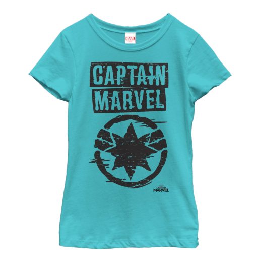 Girl’s Marvel Captain Marvel Grayscale Star Symbol T-Shirt