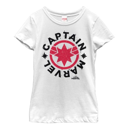 Girl’s Marvel Captain Marvel Star Symbol Circle T-Shirt