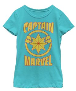Girl’s Marvel Captain Marvel Star Symbol Shield T-Shirt