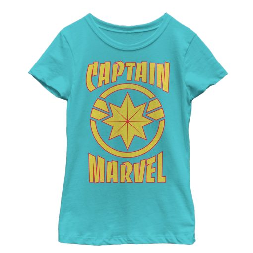 Girl’s Marvel Captain Marvel Star Symbol Shield T-Shirt