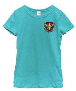 Girl’s Marvel Captain Marvel Star Symbol Woven Print T-Shirt