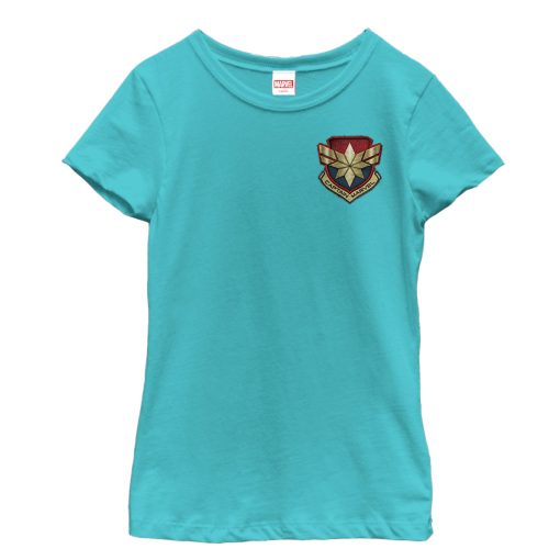 Girl’s Marvel Captain Marvel Star Symbol Woven Print T-Shirt