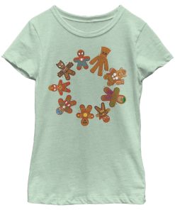 Girl’s Marvel Christmas Gingerbread Cookie Circle T-Shirt