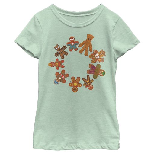 Girl’s Marvel Christmas Gingerbread Cookie Circle T-Shirt