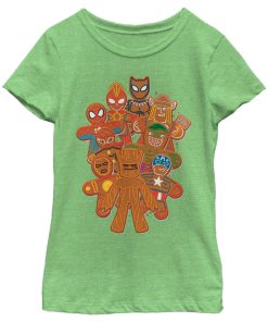 Girl’s Marvel Christmas Gingerbread Cookie Heroes T-Shirt