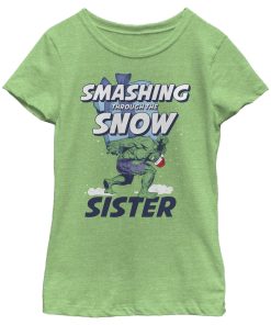 Girl’s Marvel Christmas Hulk Sister Snow T-Shirt