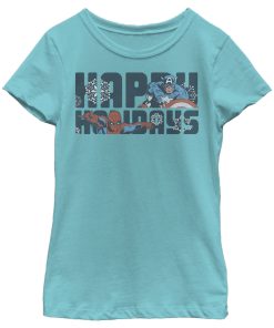 Girl’s Marvel Happy Holiday Heroes T-Shirt