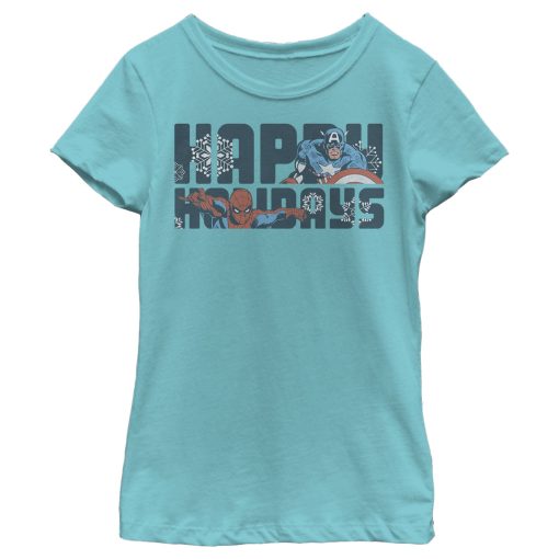 Girl’s Marvel Happy Holiday Heroes T-Shirt